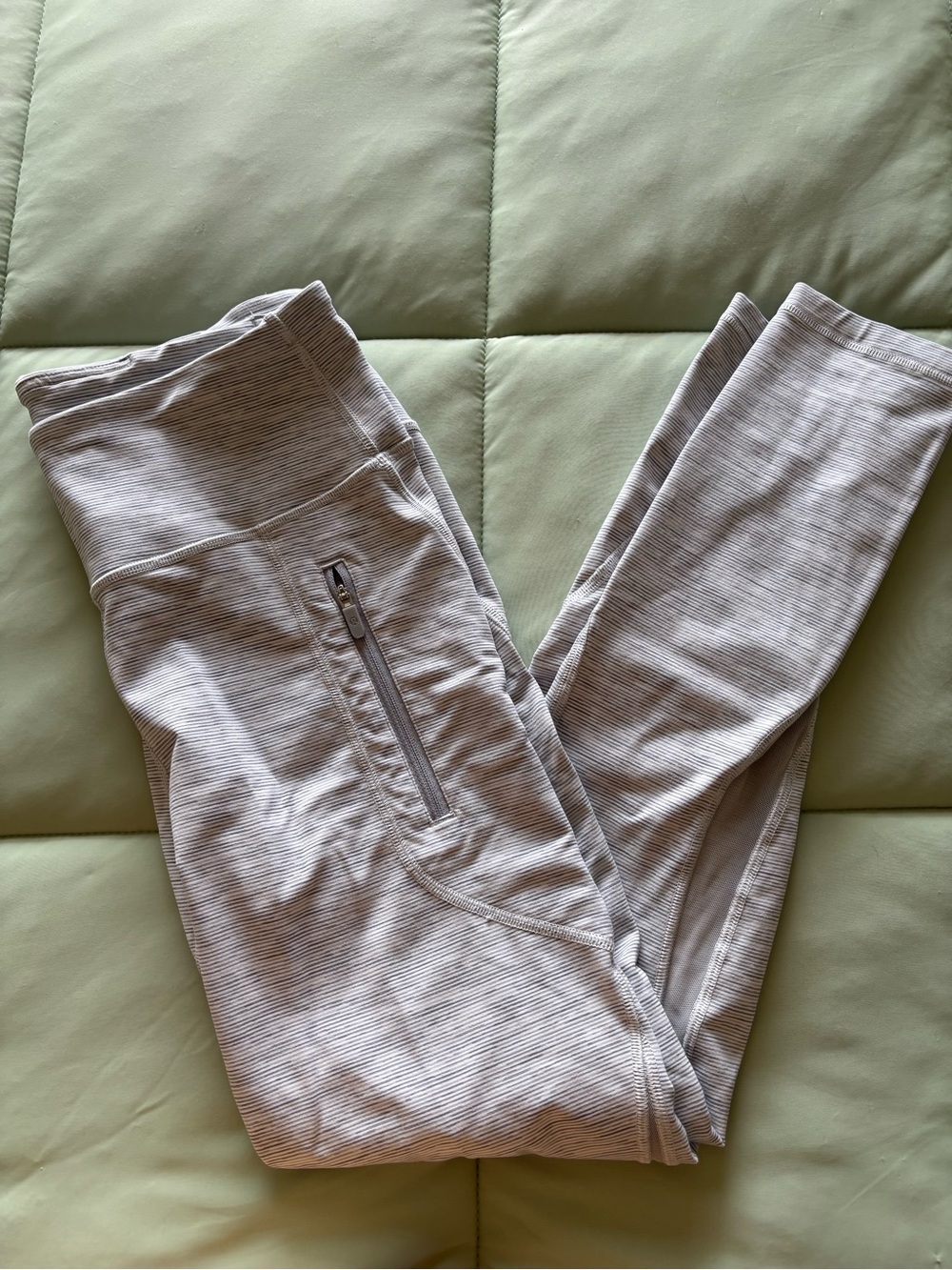 lululemon athletica Light Gray Striped Leggings